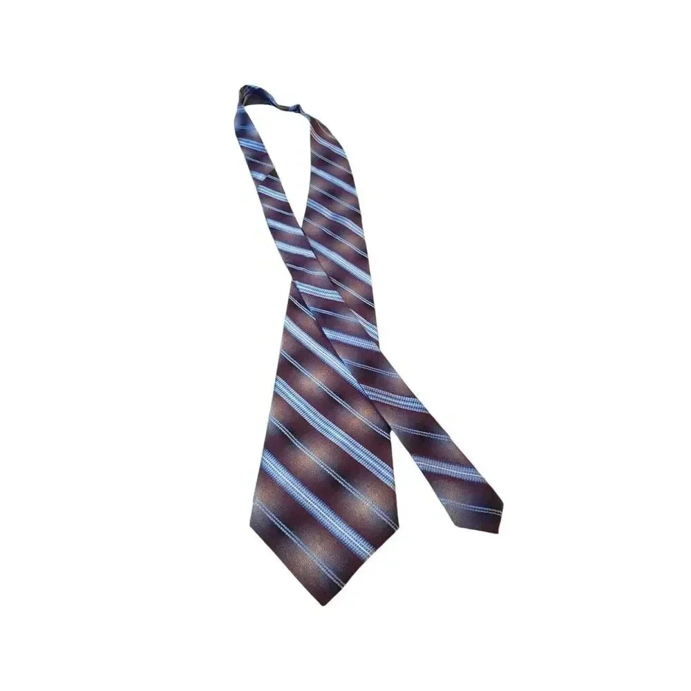 Pronto-Uomo Neck Tie Mens Blue Striped Luxury 100% Silk Handmade Business Power‎